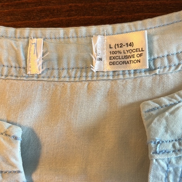 Light Blue & White Trim Angel Sleeve Blouse Size L (12-14) EUC - Picture 6 of 6